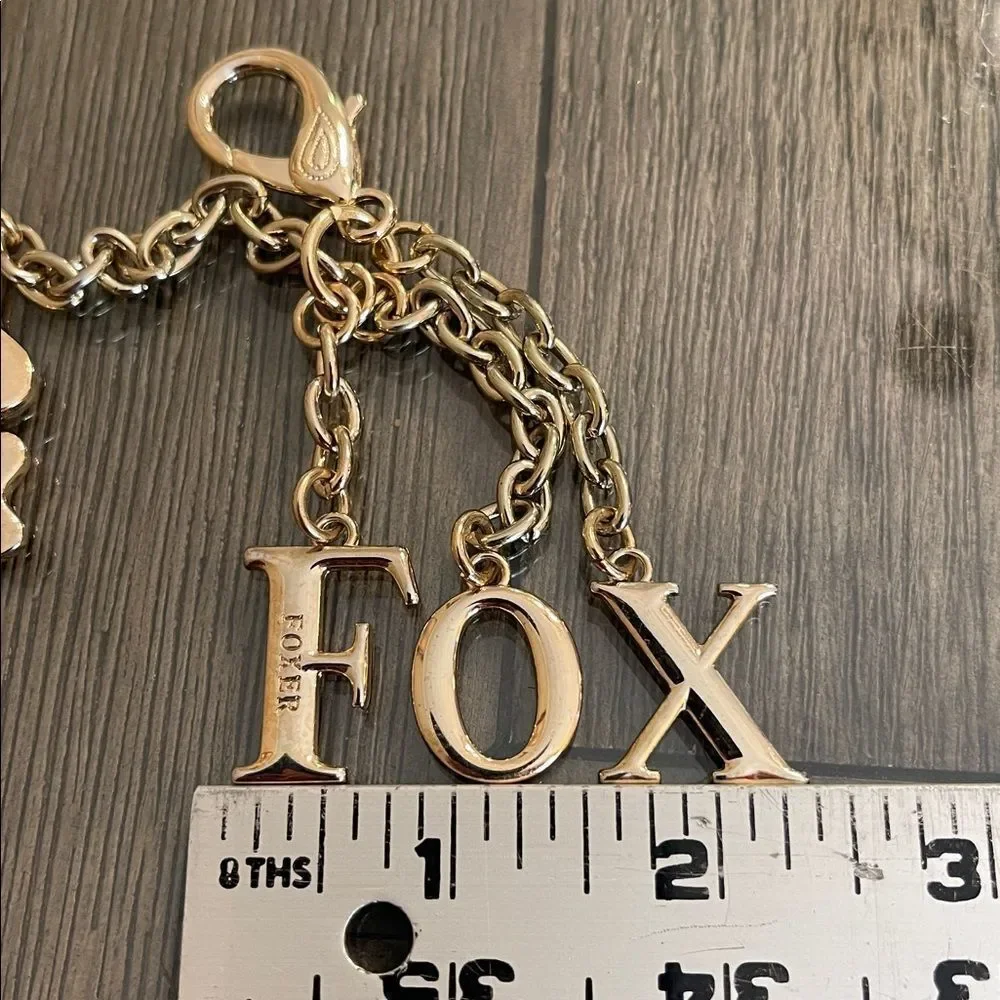 FOXER Gold-tone Fox Letter & Butterfly Keychain Bag Charm